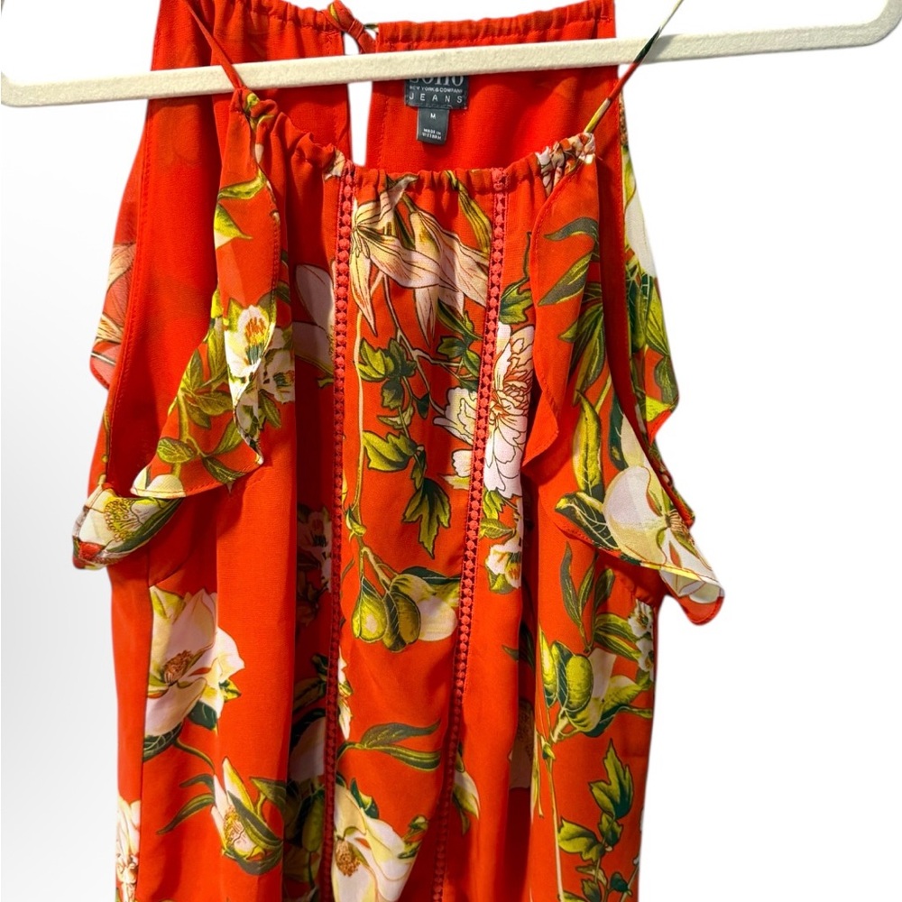 Floral Orange Sleeveless Top M